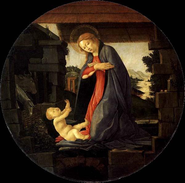 BOTTICELLI, Sandro The Virgin Adoring the Child Sweden oil painting art